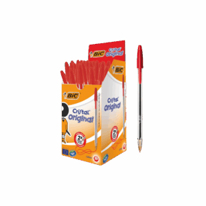 Cristal 1.0 mm Original Ballpoint Pen Medium Point Box of 50 Pcs In Red