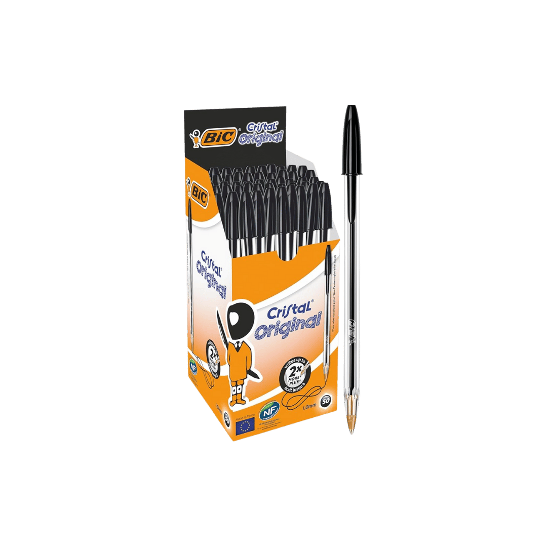 Cristal 1.0 mm Original Ballpoint Pen Medium Point Box of 50 Pcs In Black