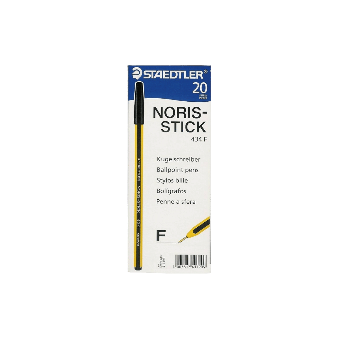 Noris 1.0mm Stick Ballpoint Pen Box of 20 Pcs In Black
