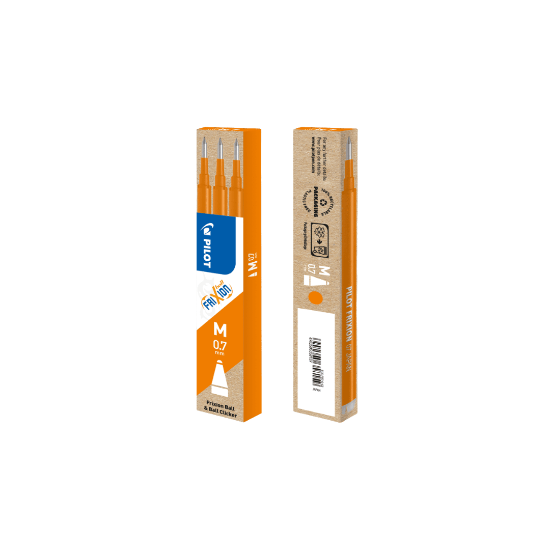 FriXion Ball 0.7mm Erasable Gel Pen Refill Pack of 3 pcs In Orange