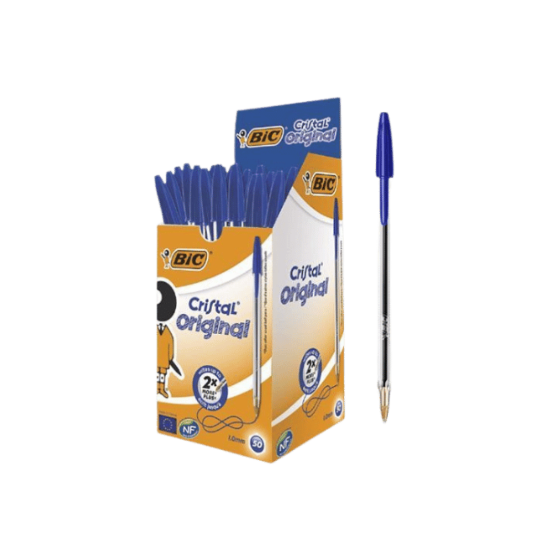 Cristal 1.0 mm Original Ballpoint Pen Medium Point Box of 50 Pcs In Blue